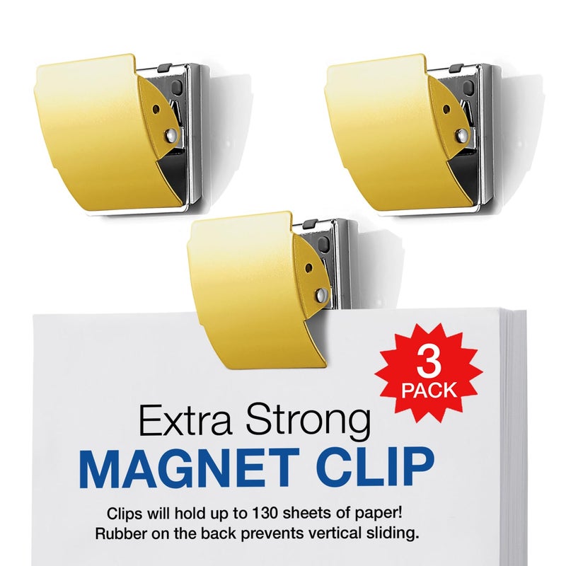 Plus Extra Strong Magnetic Clips, Large Yellow, 3-Pack - Image 1
